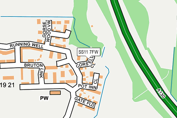 SS11 7FW map - OS OpenMap – Local (Ordnance Survey)
