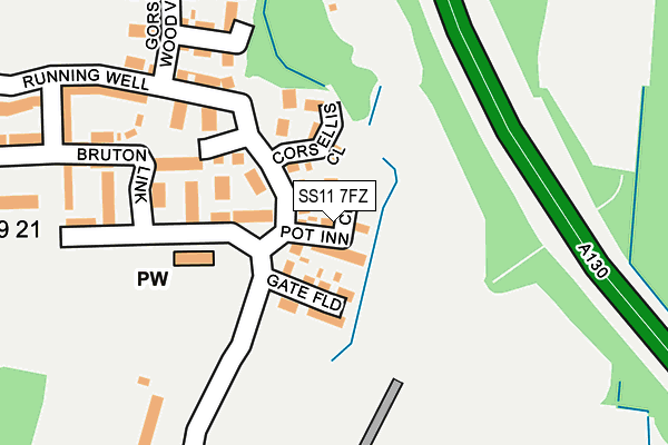 SS11 7FZ map - OS OpenMap – Local (Ordnance Survey)