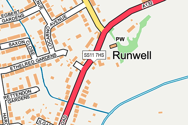 SS11 7HS map - OS OpenMap – Local (Ordnance Survey)