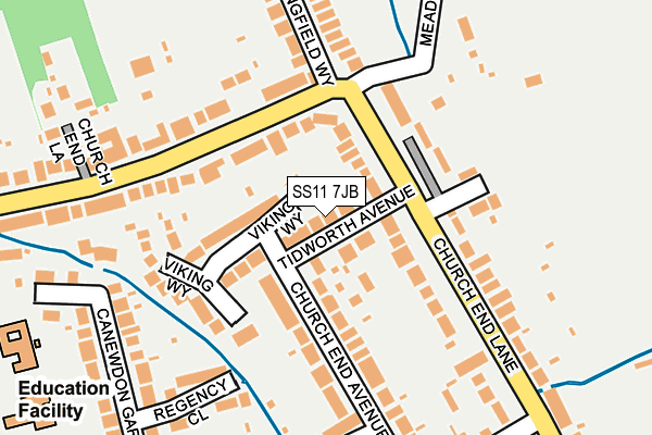 SS11 7JB map - OS OpenMap – Local (Ordnance Survey)