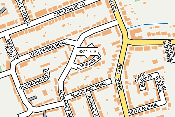 SS11 7JS map - OS OpenMap – Local (Ordnance Survey)