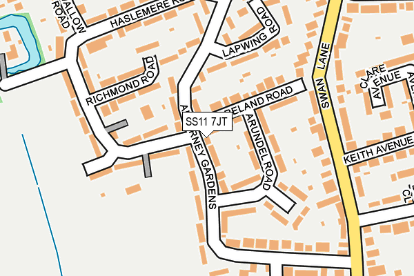SS11 7JT map - OS OpenMap – Local (Ordnance Survey)