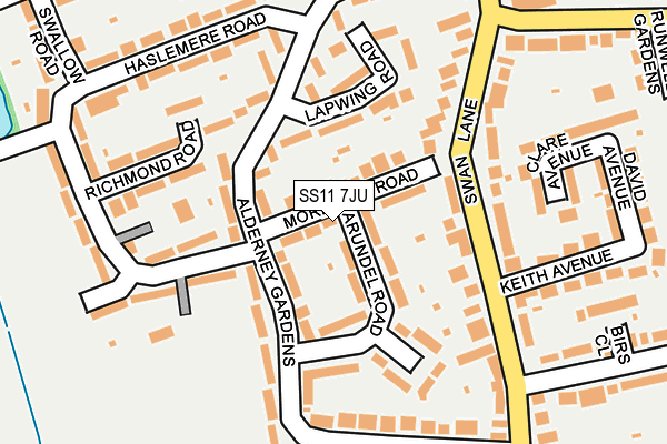 SS11 7JU map - OS OpenMap – Local (Ordnance Survey)