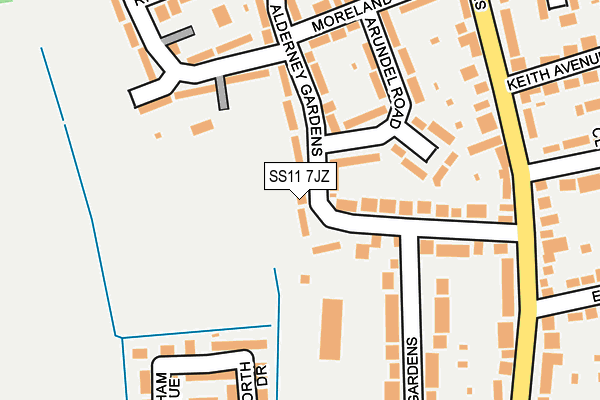 SS11 7JZ map - OS OpenMap – Local (Ordnance Survey)