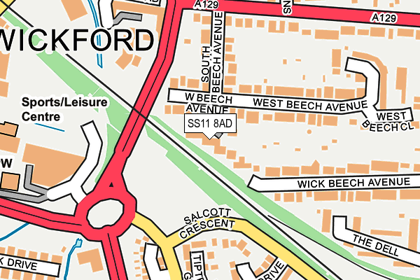 SS11 8AD map - OS OpenMap – Local (Ordnance Survey)
