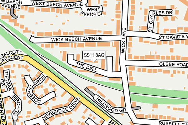 SS11 8AG map - OS OpenMap – Local (Ordnance Survey)