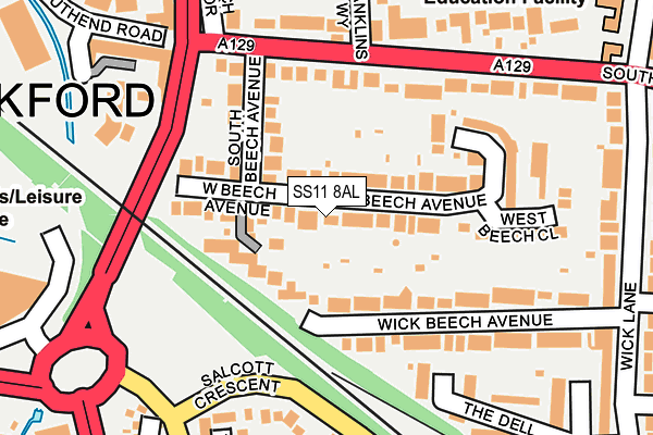 SS11 8AL map - OS OpenMap – Local (Ordnance Survey)