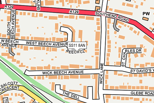 SS11 8AN map - OS OpenMap – Local (Ordnance Survey)