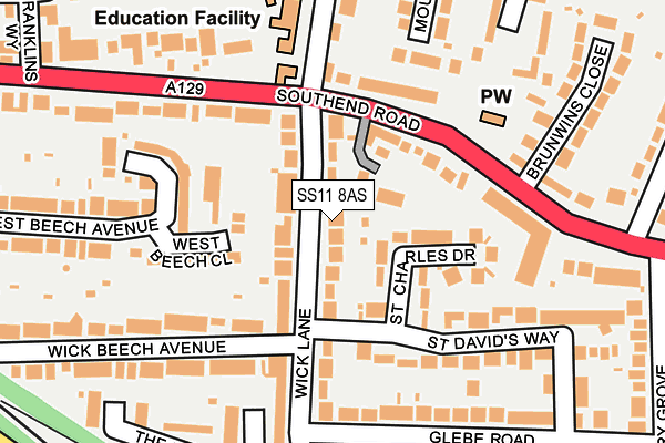 SS11 8AS map - OS OpenMap – Local (Ordnance Survey)