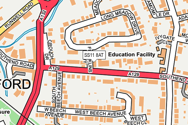 SS11 8AT map - OS OpenMap – Local (Ordnance Survey)