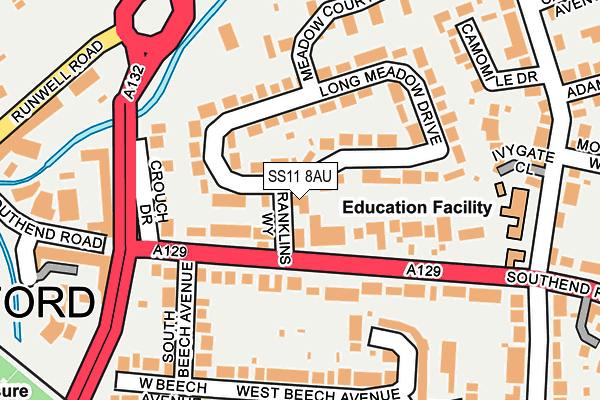 SS11 8AU map - OS OpenMap – Local (Ordnance Survey)