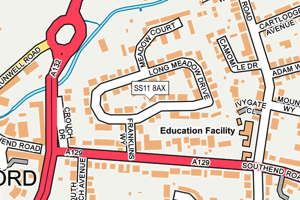 SS11 8AX map - OS OpenMap – Local (Ordnance Survey)