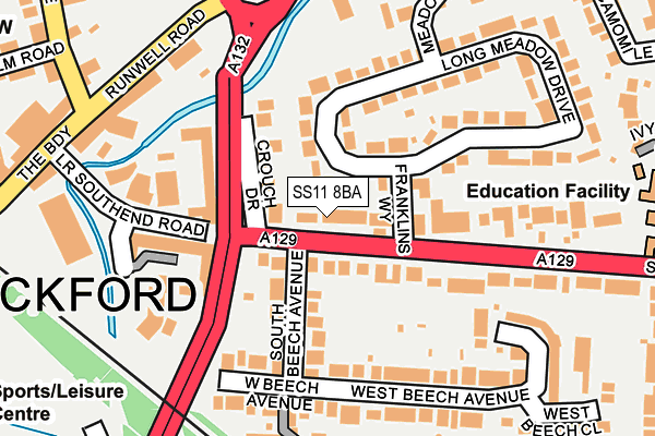 SS11 8BA map - OS OpenMap – Local (Ordnance Survey)