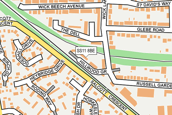 SS11 8BE map - OS OpenMap – Local (Ordnance Survey)