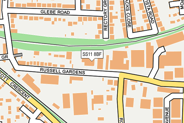 SS11 8BF map - OS OpenMap – Local (Ordnance Survey)
