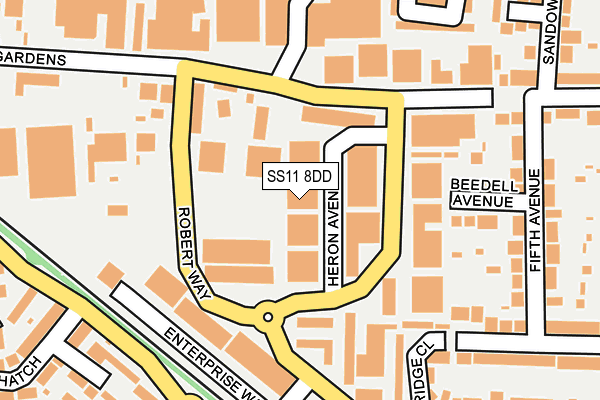 SS11 8DD map - OS OpenMap – Local (Ordnance Survey)