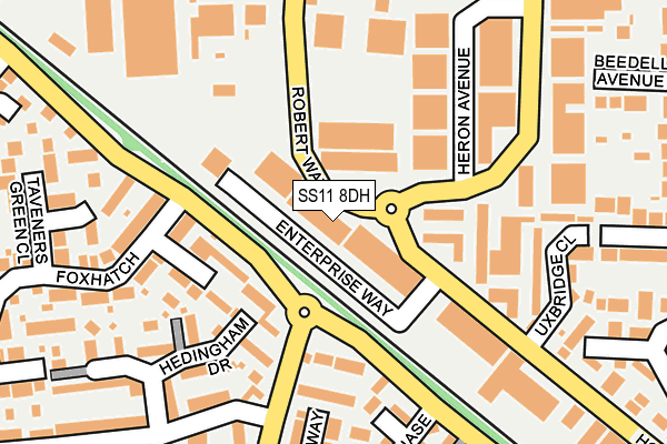 SS11 8DH map - OS OpenMap – Local (Ordnance Survey)