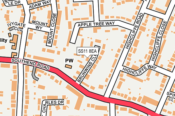 SS11 8EA map - OS OpenMap – Local (Ordnance Survey)