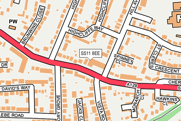 SS11 8EE map - OS OpenMap – Local (Ordnance Survey)