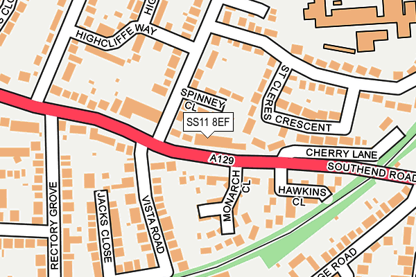 SS11 8EF map - OS OpenMap – Local (Ordnance Survey)