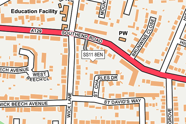SS11 8EN map - OS OpenMap – Local (Ordnance Survey)