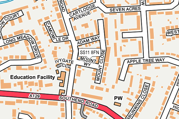 SS11 8FN map - OS OpenMap – Local (Ordnance Survey)