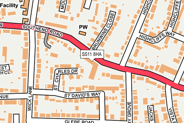 SS11 8HA map - OS OpenMap – Local (Ordnance Survey)