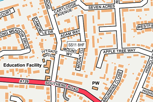 SS11 8HF map - OS OpenMap – Local (Ordnance Survey)