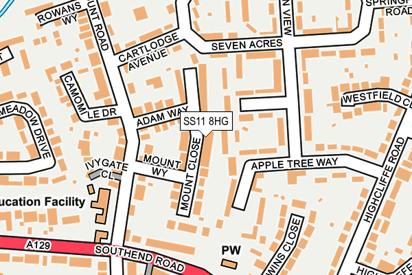 SS11 8HG map - OS OpenMap – Local (Ordnance Survey)