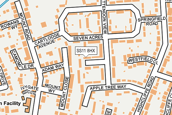 SS11 8HX map - OS OpenMap – Local (Ordnance Survey)