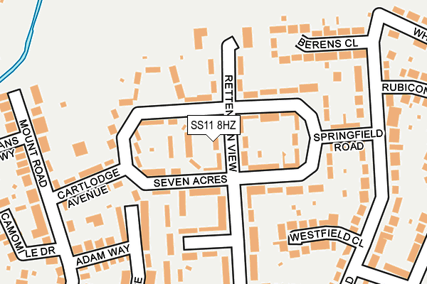 SS11 8HZ map - OS OpenMap – Local (Ordnance Survey)