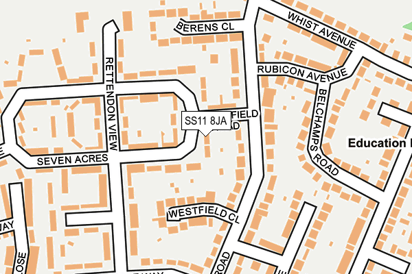 SS11 8JA map - OS OpenMap – Local (Ordnance Survey)