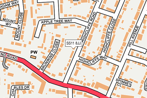 SS11 8JJ map - OS OpenMap – Local (Ordnance Survey)