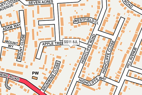 SS11 8JL map - OS OpenMap – Local (Ordnance Survey)