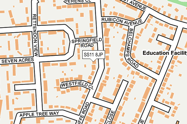 SS11 8JP map - OS OpenMap – Local (Ordnance Survey)