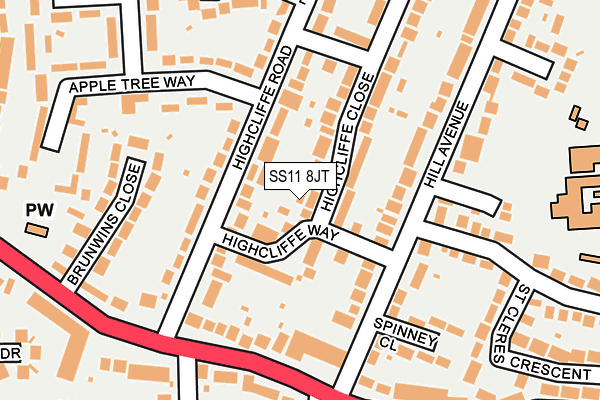 SS11 8JT map - OS OpenMap – Local (Ordnance Survey)