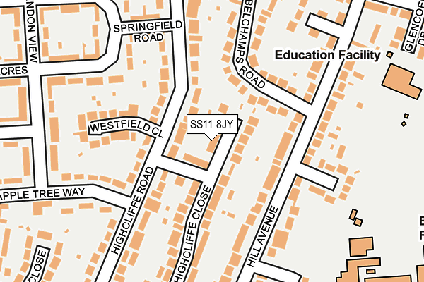 SS11 8JY map - OS OpenMap – Local (Ordnance Survey)