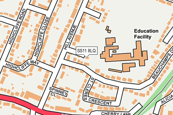 SS11 8LQ map - OS OpenMap – Local (Ordnance Survey)