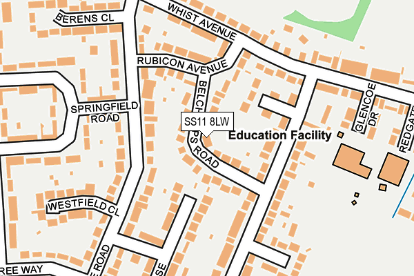 SS11 8LW map - OS OpenMap – Local (Ordnance Survey)