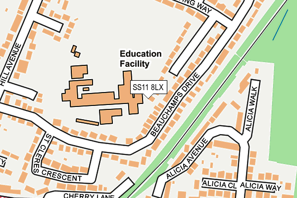 SS11 8LX map - OS OpenMap – Local (Ordnance Survey)