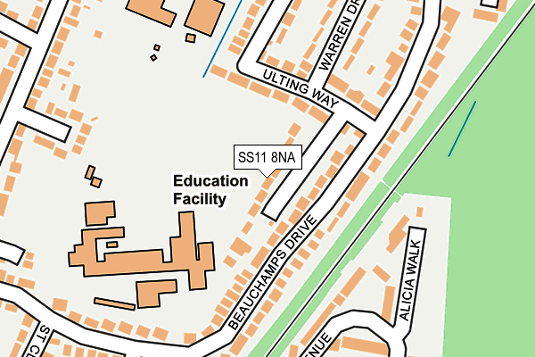 SS11 8NA map - OS OpenMap – Local (Ordnance Survey)