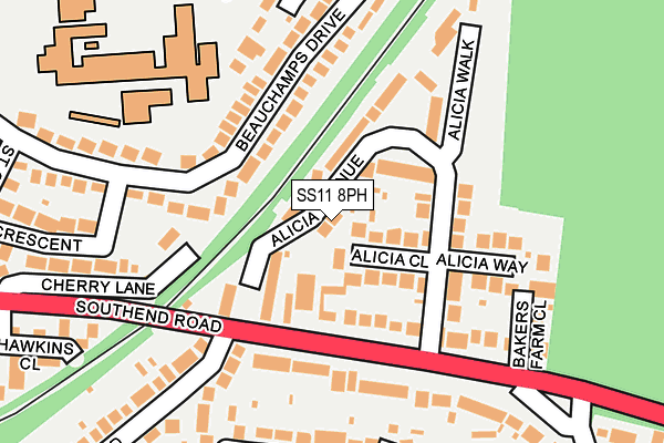SS11 8PH map - OS OpenMap – Local (Ordnance Survey)