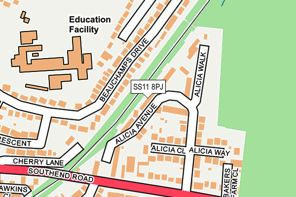 SS11 8PJ map - OS OpenMap – Local (Ordnance Survey)