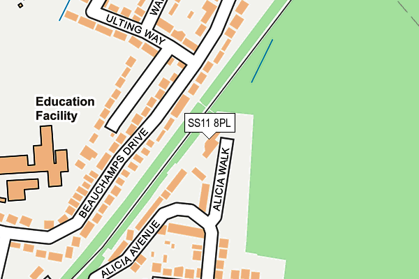 SS11 8PL map - OS OpenMap – Local (Ordnance Survey)