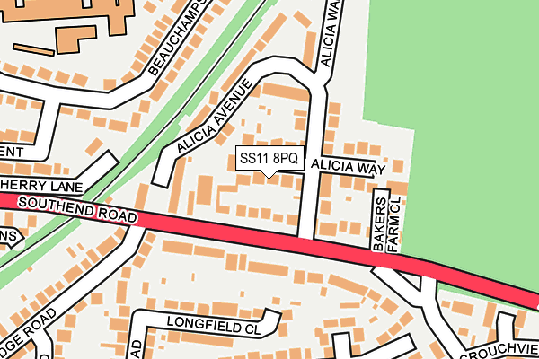 SS11 8PQ map - OS OpenMap – Local (Ordnance Survey)