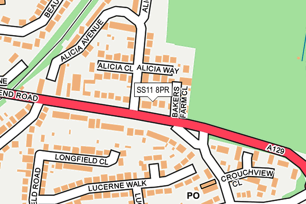 SS11 8PR map - OS OpenMap – Local (Ordnance Survey)