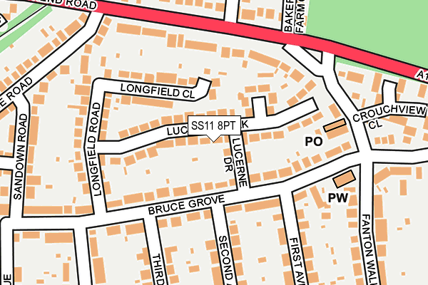 SS11 8PT map - OS OpenMap – Local (Ordnance Survey)