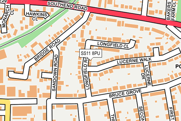 SS11 8PU map - OS OpenMap – Local (Ordnance Survey)