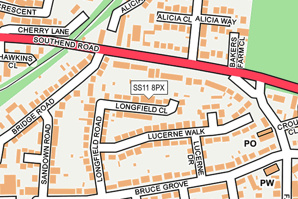 SS11 8PX map - OS OpenMap – Local (Ordnance Survey)