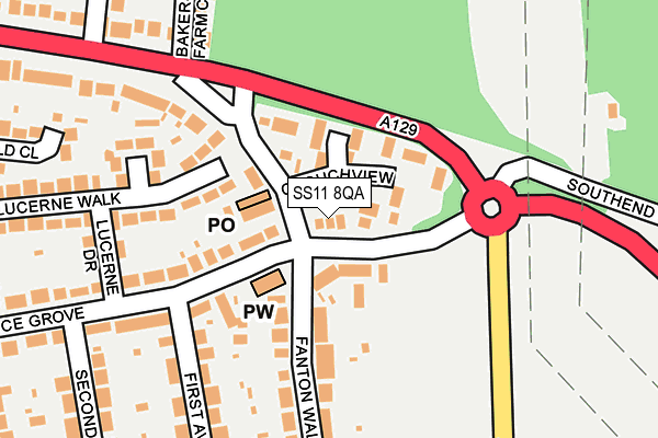 SS11 8QA map - OS OpenMap – Local (Ordnance Survey)